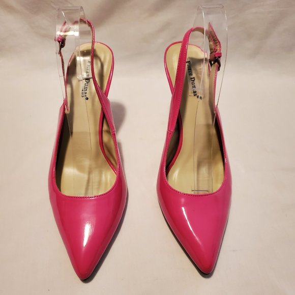 Pierre Dumas Pink Pointy Toe Sling Back Patent Leather Stiletto Heels Size 10M - Picture 3 of 7